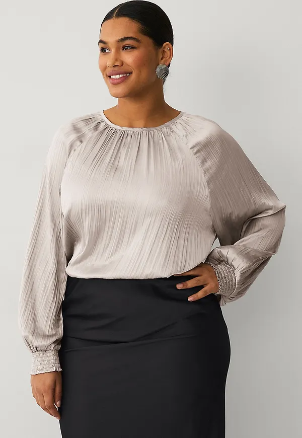 Ellos Plus collection - Plisserad blus - Beige