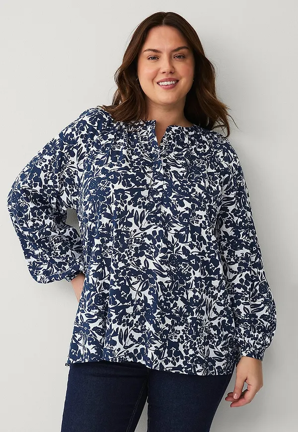 Ellos Plus collection - Blus med ballongärm - Blå