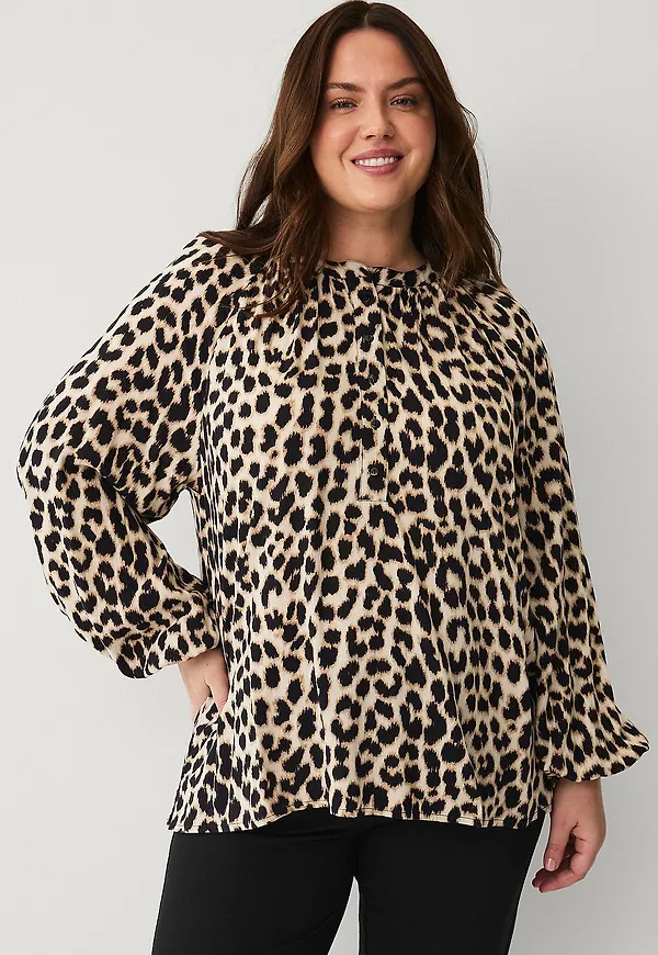 Ellos Plus collection - Blus med ballongärm - Brun