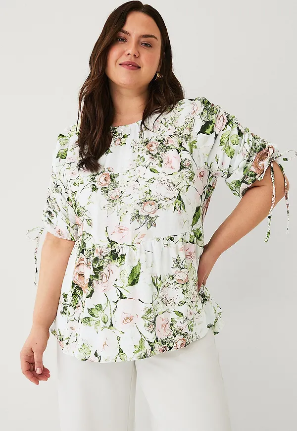 Ellos Plus collection - Blus med peplum - Rosa