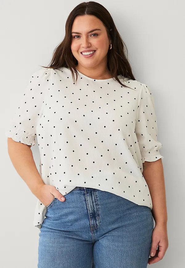 Ellos Plus collection - Blus med puffärm - Vit