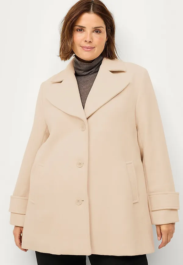 Ellos Plus collection - Skepparkavaj i ullmix - Beige