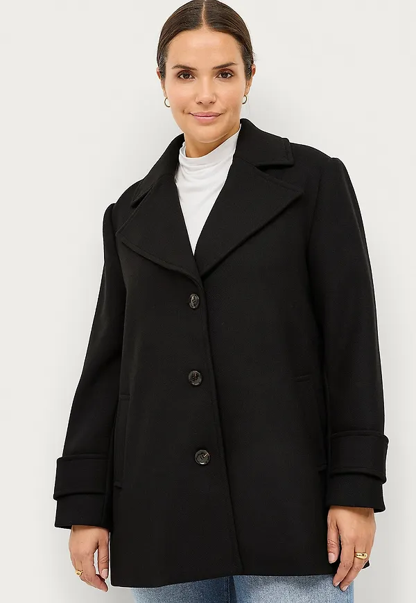 Ellos Plus collection - Skepparkavaj i ullmix - Svart