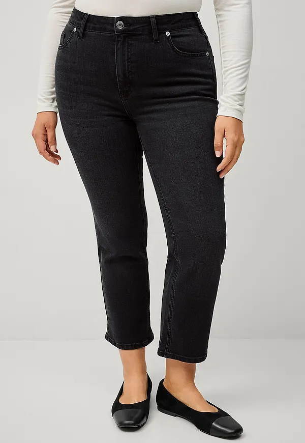 Ellos Plus collection - Jeans Straight Cropped - Svart