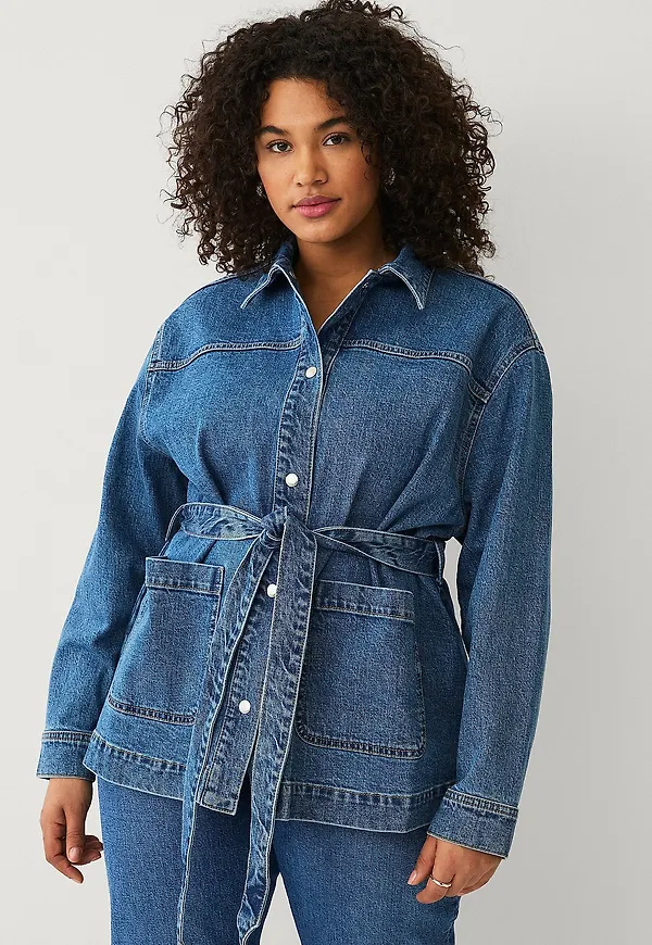 Ellos Plus collection - Jeansjacka med knytbälte - Blå