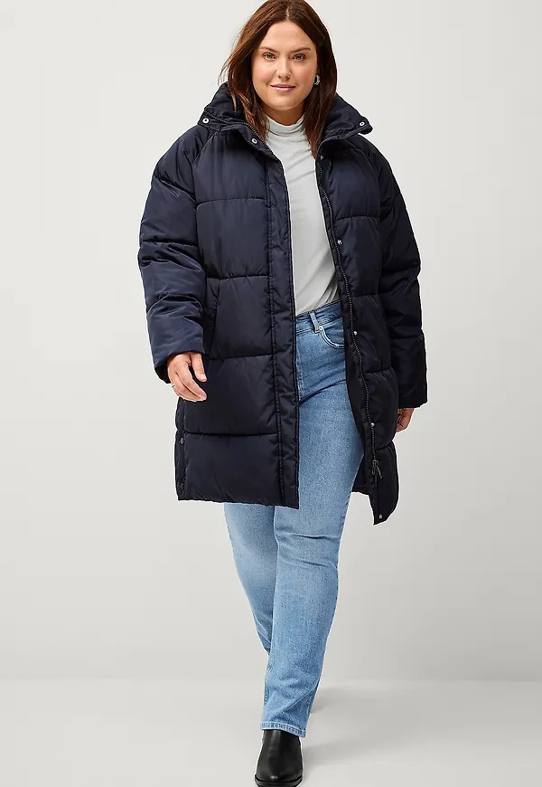 Ellos Plus collection - Vadderad kappa med skorstenskrage - Blå