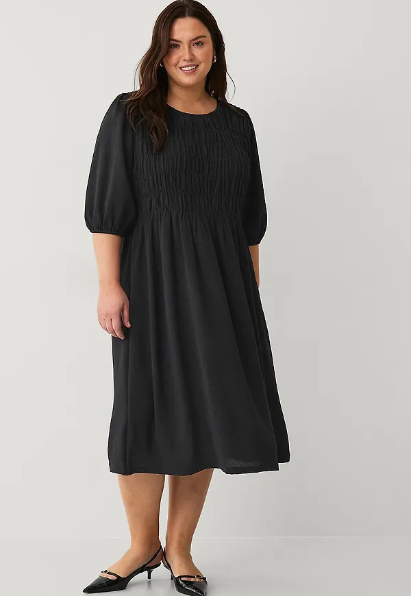 Ellos Plus collection - Klänning Med Smock - Svart