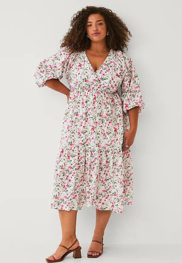 Ellos Plus collection - Klänning i bomullsväv - Rosa