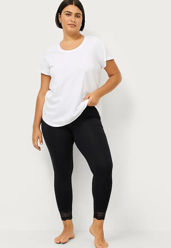 Ellos Plus collection - Leggings med spets - Svart