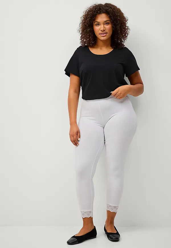 Ellos Plus collection - Leggings med spetskant - Vit