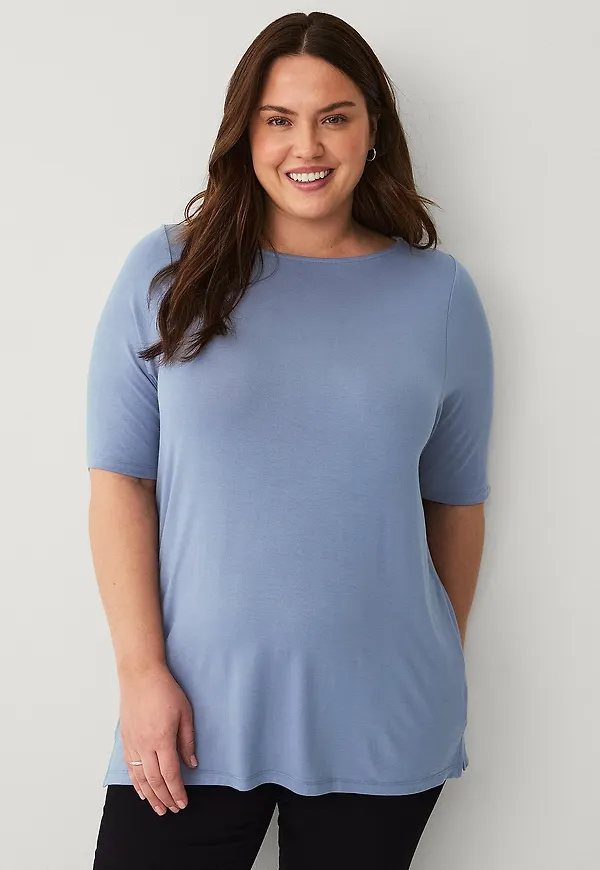 Ellos Plus collection - Mjuk Boatneck Topp - Blå