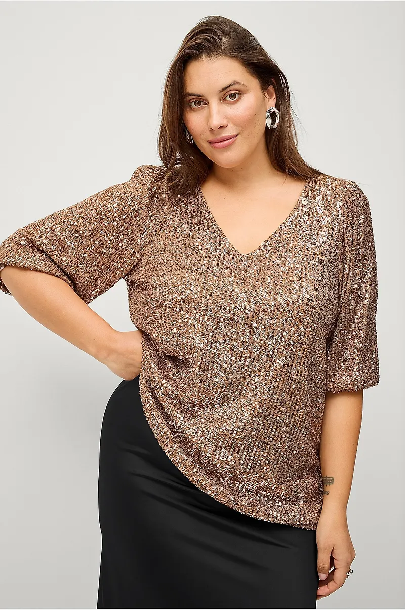 Ellos Plus collection - Topp med paljetter - Guld