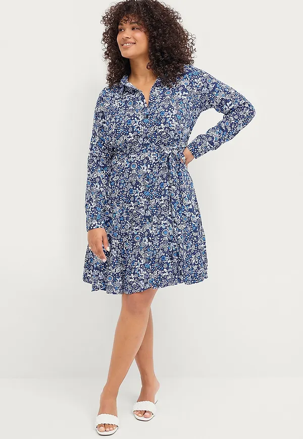 Ellos Plus collection - Skjortklänning Lindy - Blå