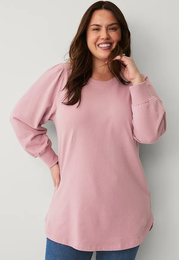 Ellos Plus collection - Sweatshirt med puffärm - Rosa