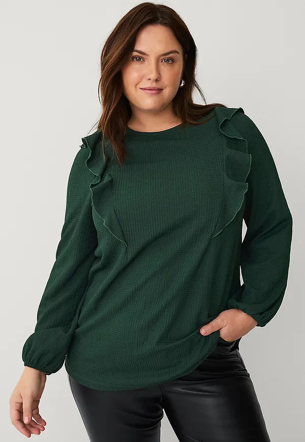 Ellos Plus collection - Topp med volanger - Grön