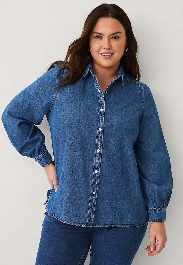 Ellos Plus collection - Topp Med Puffärm - Blå
