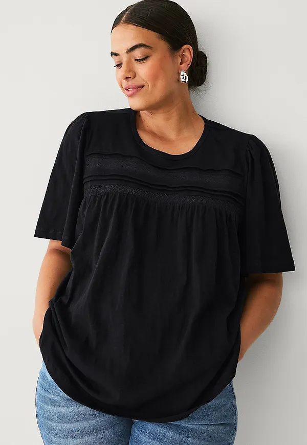 Ellos Plus collection - Topp med spetsdetaljer - Svart