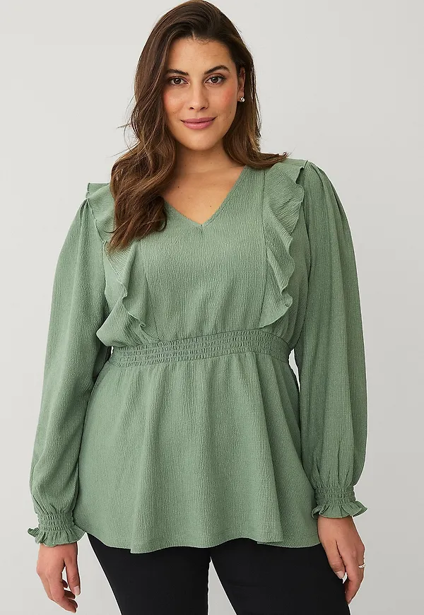 Ellos Plus collection - Topp Med Volanger - Grön