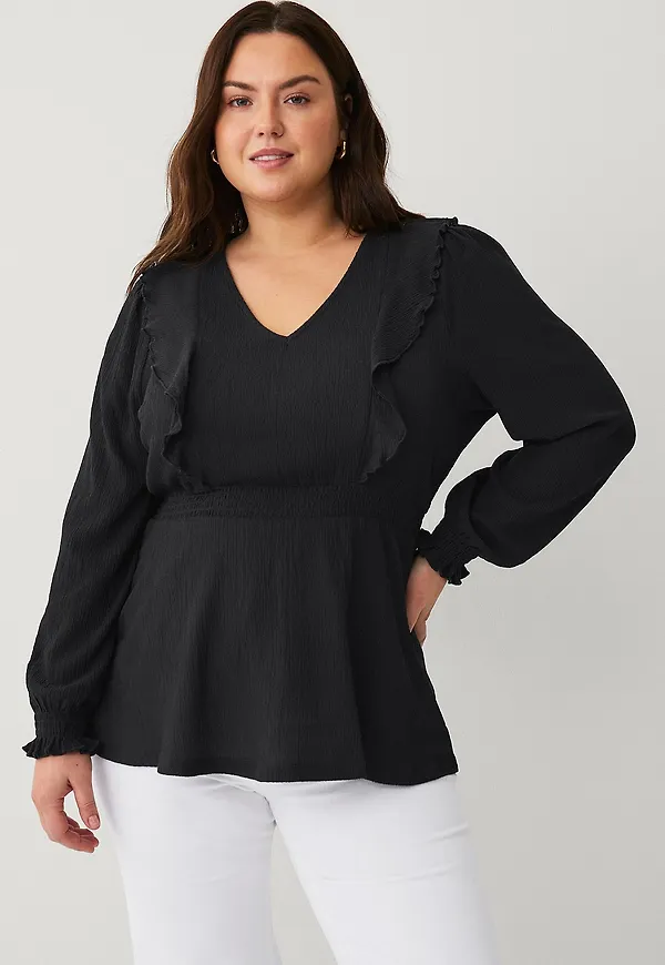 Ellos Plus collection - Topp Med Volanger - Svart