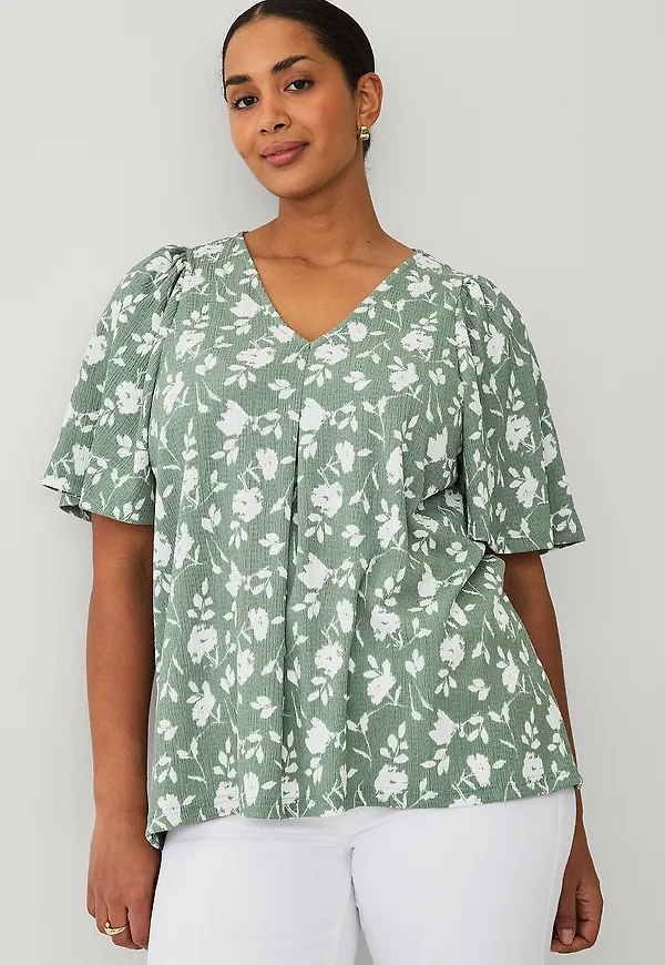 Ellos Plus collection - Topp med fjärilsärmar - Grön