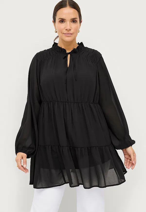 Ellos Plus collection - Tunika i chiffong - Svart