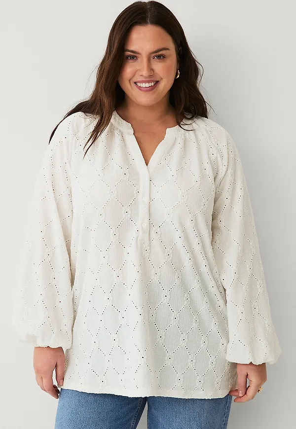 Ellos Plus collection - Tunika Med Puffärm - Vit