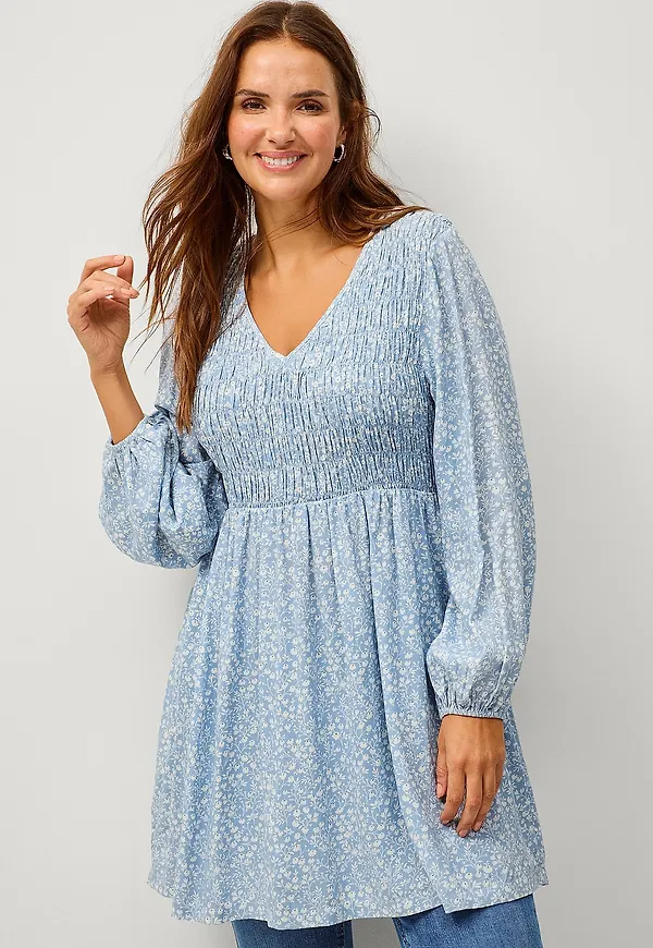 Ellos Plus collection - Tunika med smock - Blå