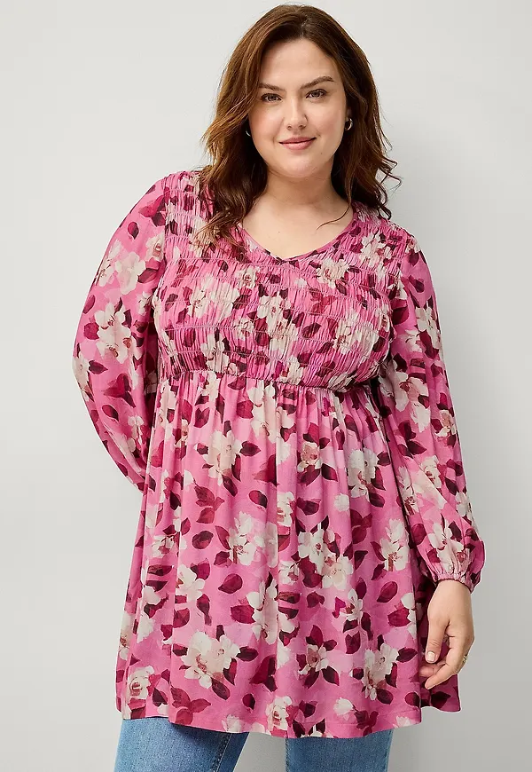 Ellos Plus collection - Tunika med smock - Rosa