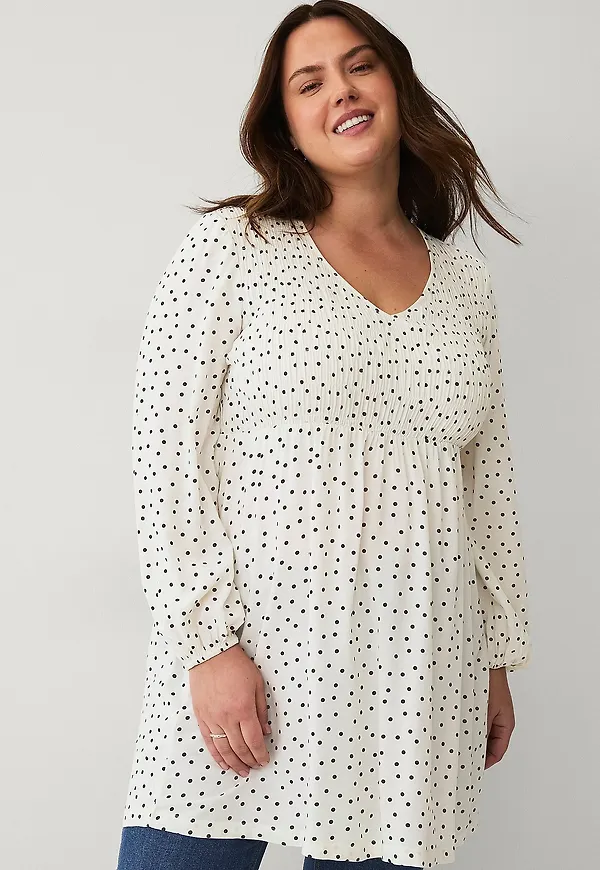 Ellos Plus collection - Tunika med smock - Vit