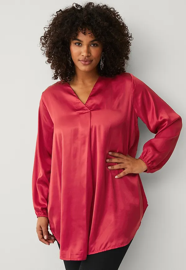 Ellos Plus collection - Tunika i satin - Röd