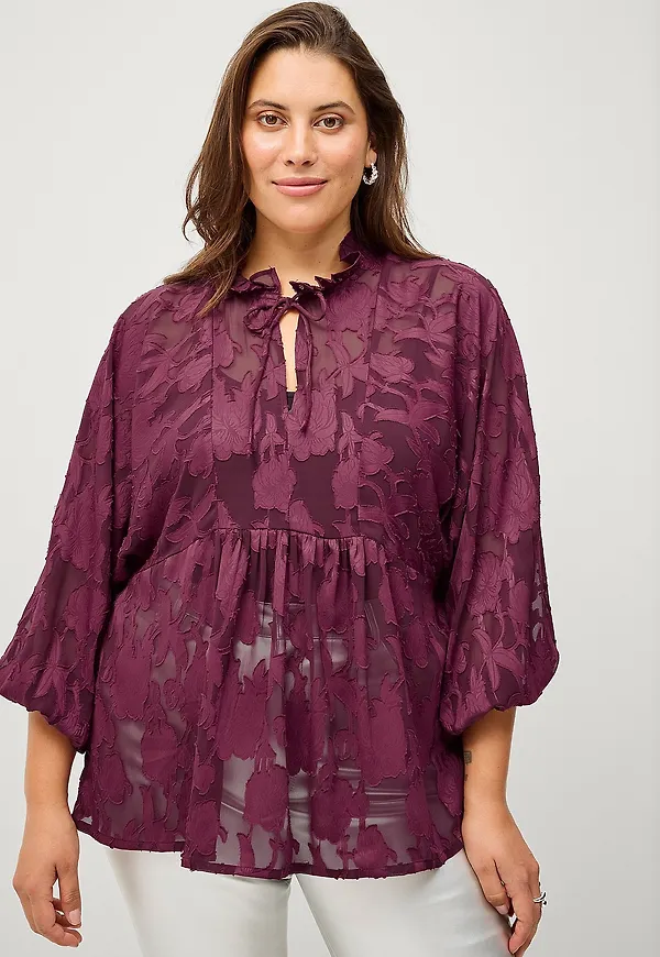 Ellos Plus collection - Blus i organza - Röd