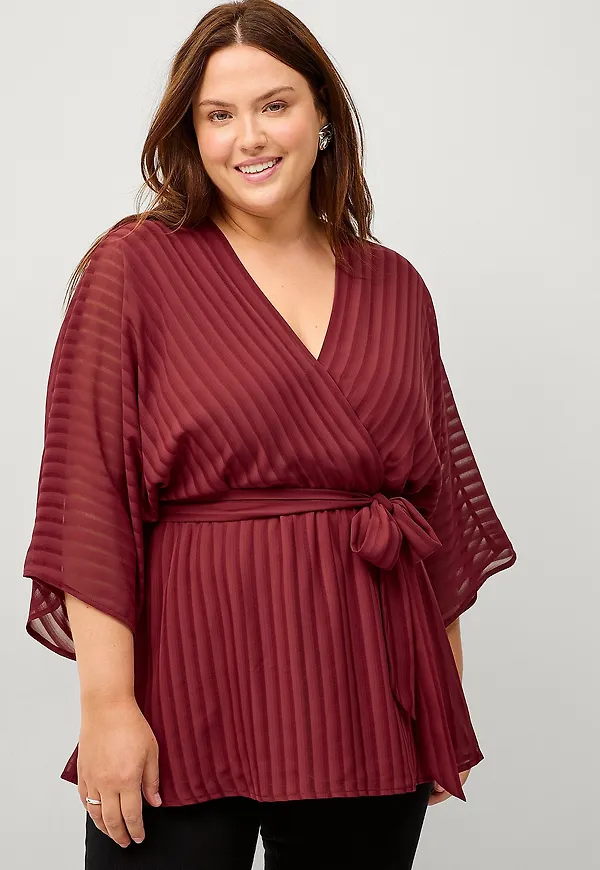 Ellos Plus collection - Omlottblus i chiffong - Röd