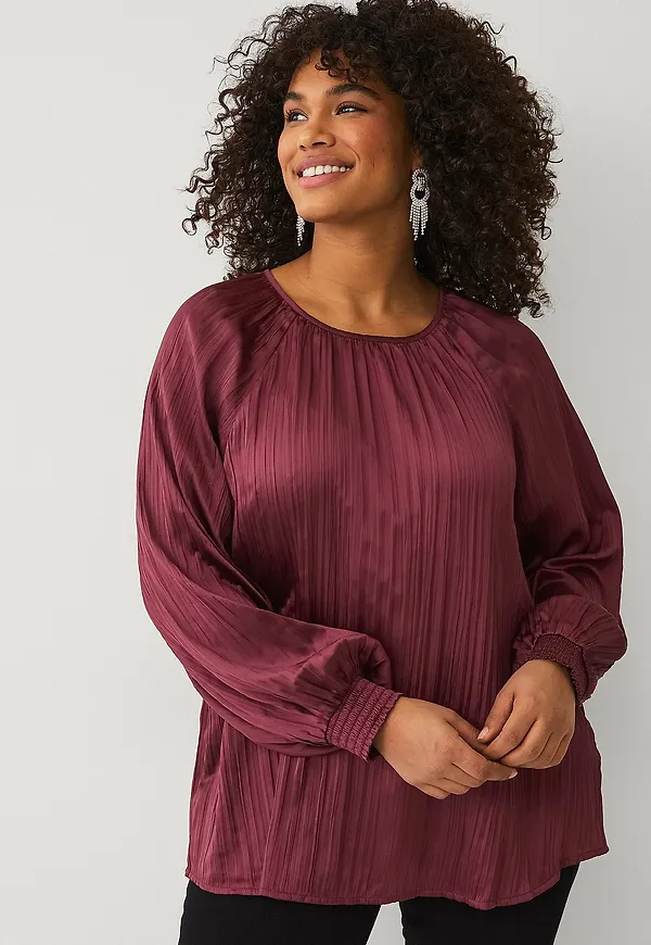 Ellos Plus collection - Plisserad blus - Röd