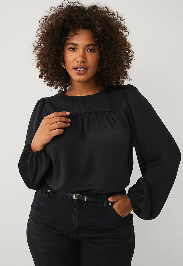 Ellos Plus collection - Blus med ballongärmar - Svart