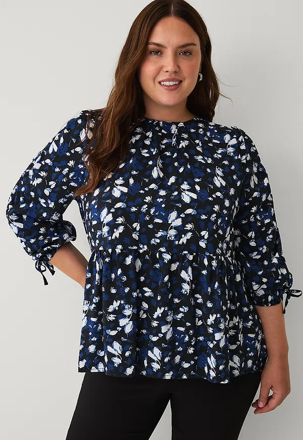 Ellos Plus collection - Blus med peplum - Blå