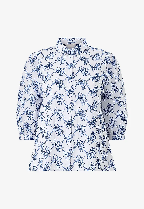 Ellos Plus collection - Blus med puffärmar - Blå