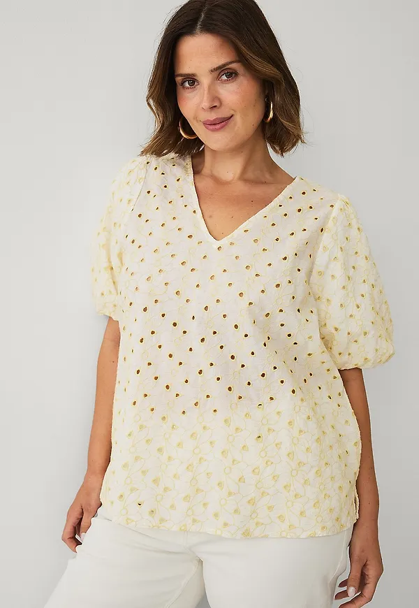 Ellos Plus collection - Blus med puffärmar - Gul