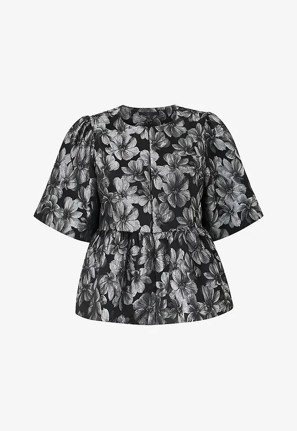 Ellos Plus collection - Blus med puffärmar - Silver