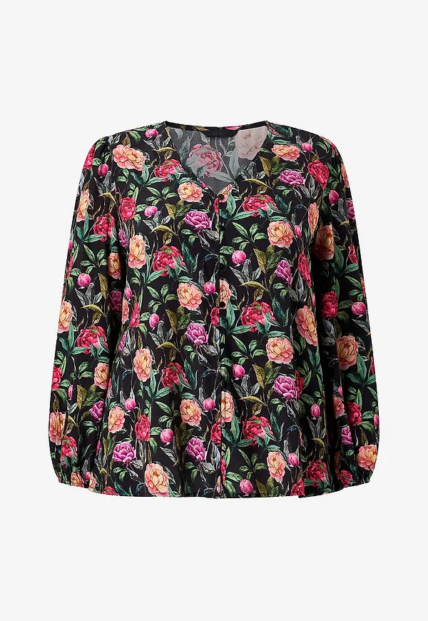 Ellos Plus collection - Blus med puffärmar - Svart