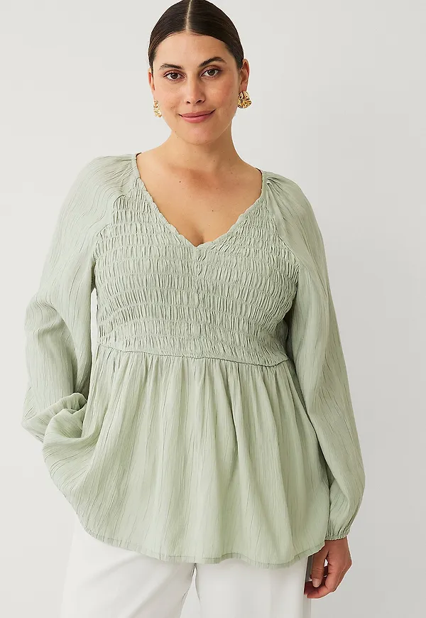 Ellos Plus collection - Blus med smock - Grön