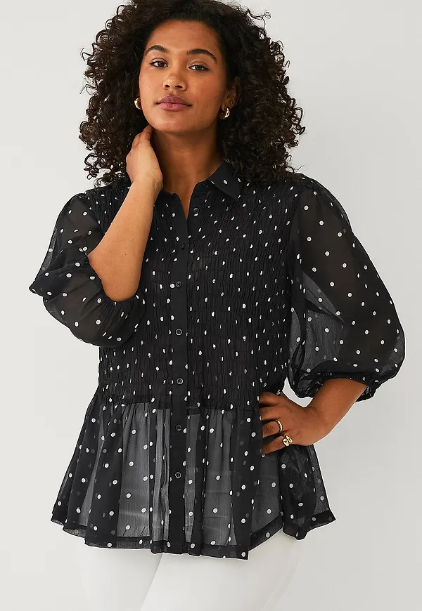 Ellos Plus collection - Blus med smock - Svart