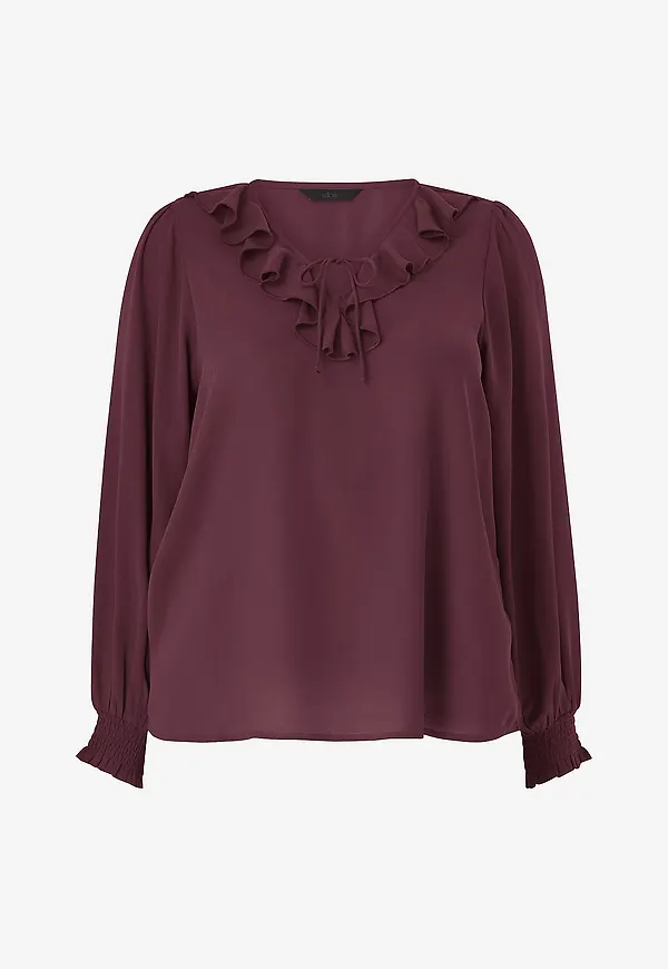 Ellos Plus collection - Blus med volang - Röd