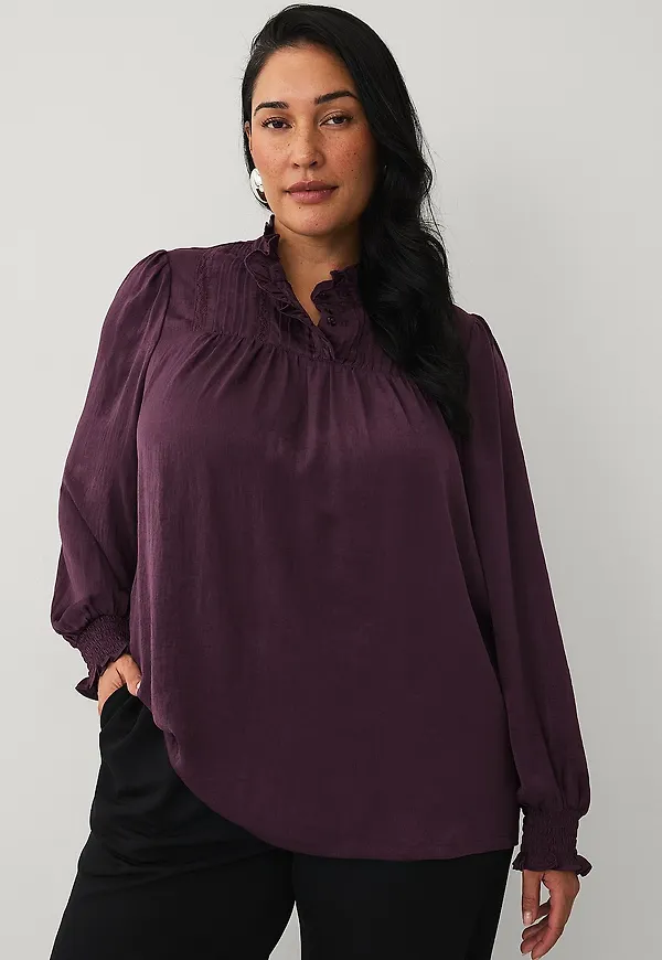 Ellos Plus collection - Blus med volanger - Brun