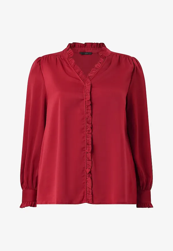 Ellos Plus collection - Blus med volanger - Röd
