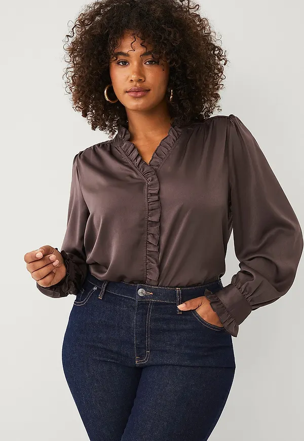 Ellos Plus collection - Blus med volanger - Röd