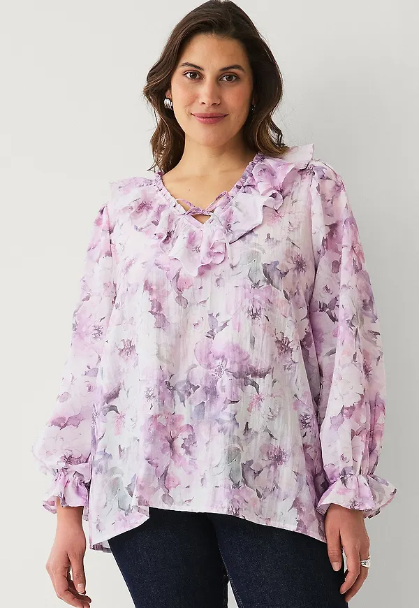 Ellos Plus collection - Blus med volanger - Rosa