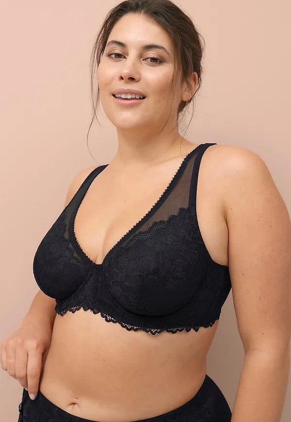 Ellos Plus collection - Bygel-bh i spets - Svart