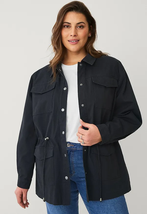 Ellos Plus collection - Cargojacka i bomullstwill - Svart