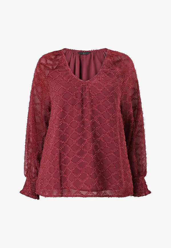 Ellos Plus collection - Chiffongblus med struktur - Röd