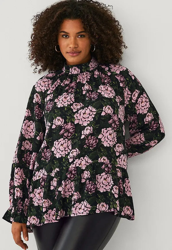Ellos Plus collection - Chiffongblus med volanger - Rosa